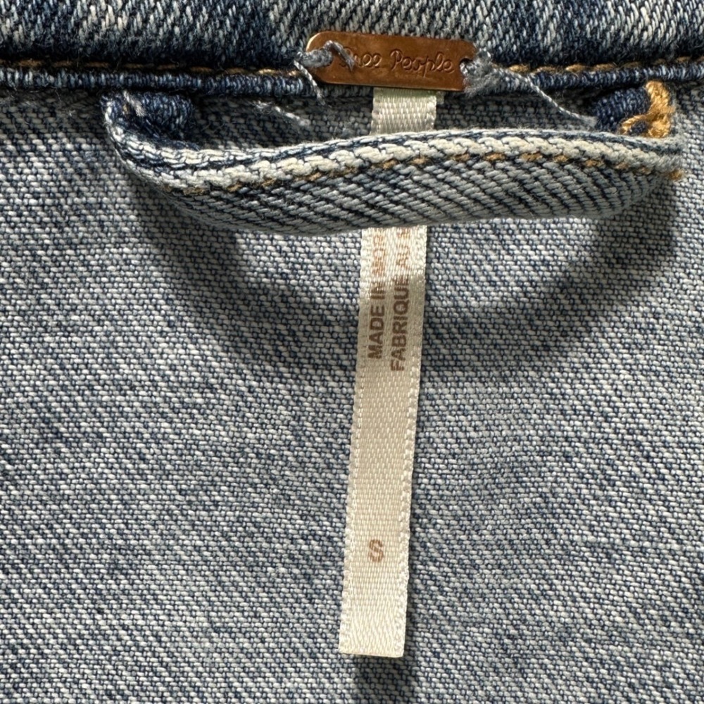Free People Womens Light Wash Denim Trucker Jacket Blue OB808197 Size S - Picture 9 of 13
